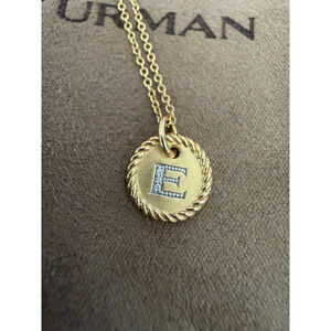 David Yurman INITIAL CHARM NECKLACE
18K Yellow Gold with Diamonds “E”
